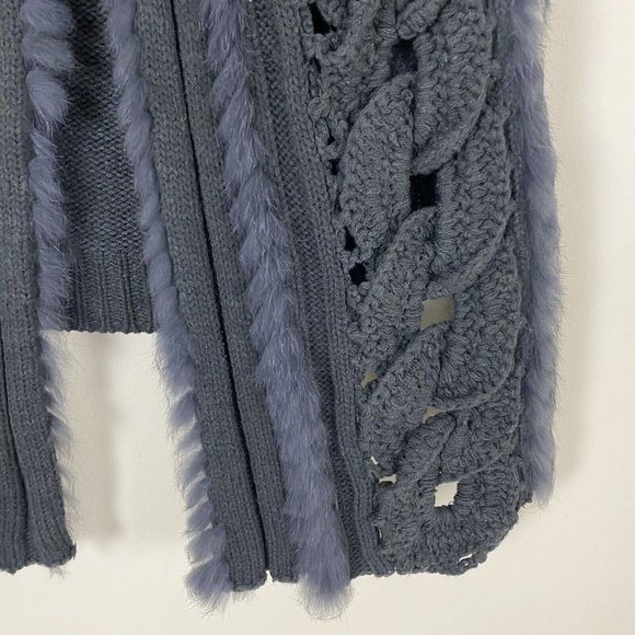 Elliatt Enwtined Rabbit Fur Vest Charcoal Gray High Low Asymmetrical Women's M - Picture 5 of 12